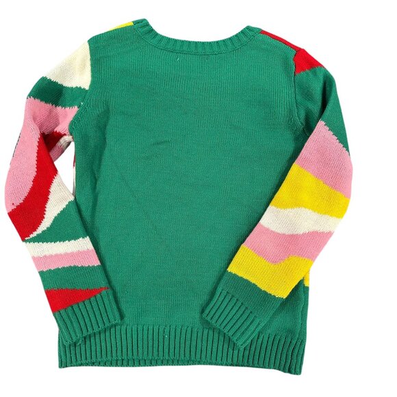 Margaux And Lexi Kids' Sequin Unicorn Holiday Sweater In Candy Stripes - Picture 3 of 3